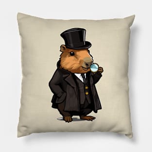 Cute Capybara Detective Gentlaman Pillow