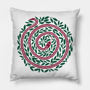 Spiral Snake maroon Pillow