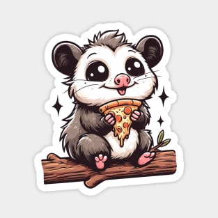 Happy opossum with pizza Magnet