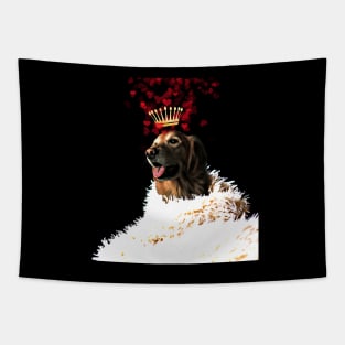 Golden Retriever with a crown of hearts, puppy love Tapestry