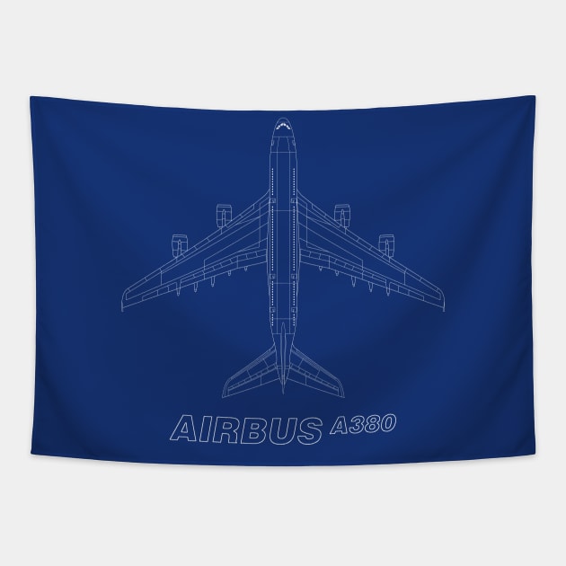 Airbus A380 Top View Tapestry by SteveHClark