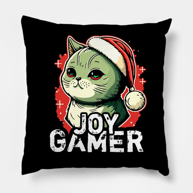 Christmas Cat Gamer Pillow by MaystarUniverse