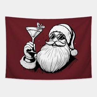 Santa Drinking a Holiday Martini Tapestry