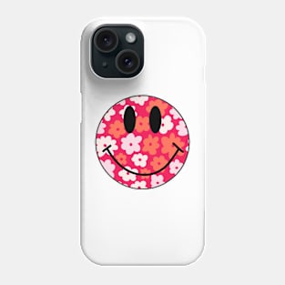 retro hippie smile face flowers Phone Case