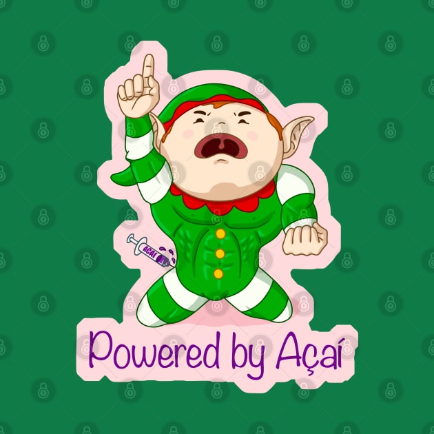 Elf powered by Acai - No gi gift - grappler t-shirt - Christmas bjj by undersideland