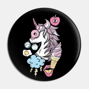 Retro Cute Unicorn Doodle Art Style Pin