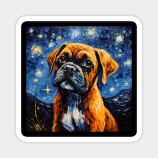 Boxer Puppy Painted in Starry Night style Magnet