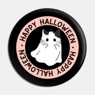 Cute Kitty Cat Ghost Creepy House Halloween Pin