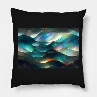 Iridescent Abstract Glass Waves Pillow