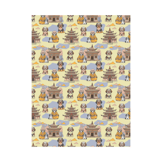 Tibetan monk and tibetan terrier friends by Remotextiles