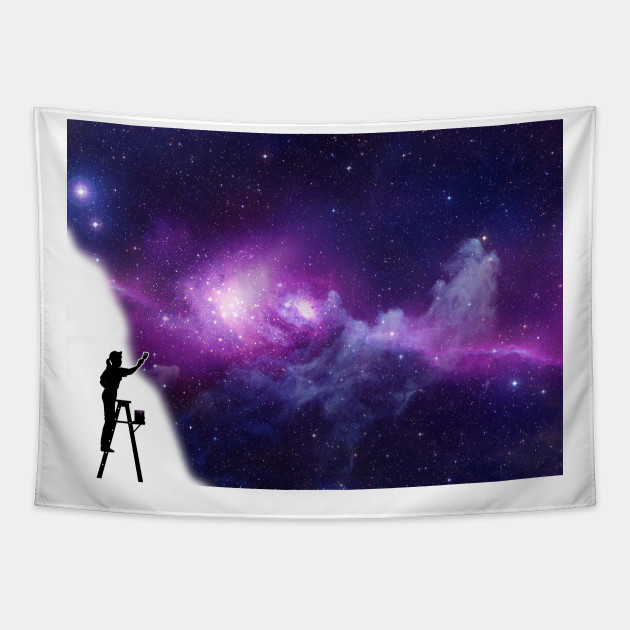 Cosmic Galaxy Girl Painting Space Tapestry Teepublic