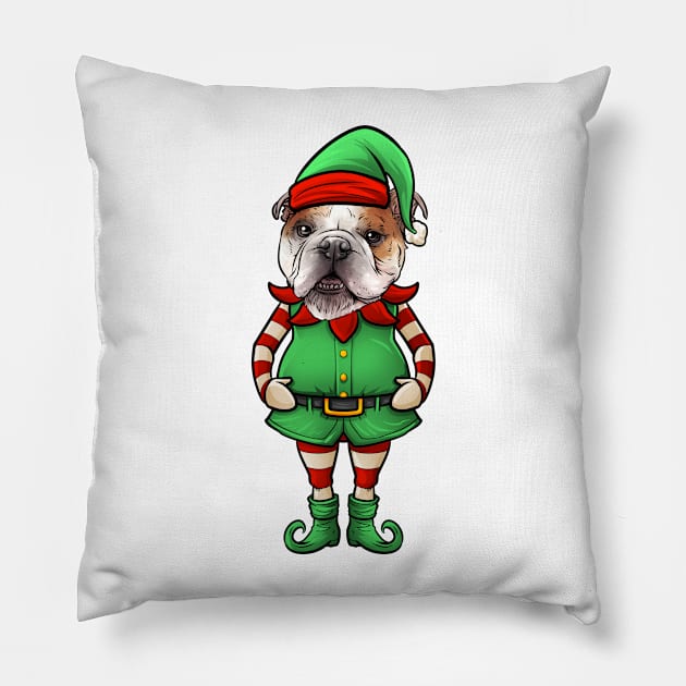 Bulldog Christmas Elf Pillow by whyitsme