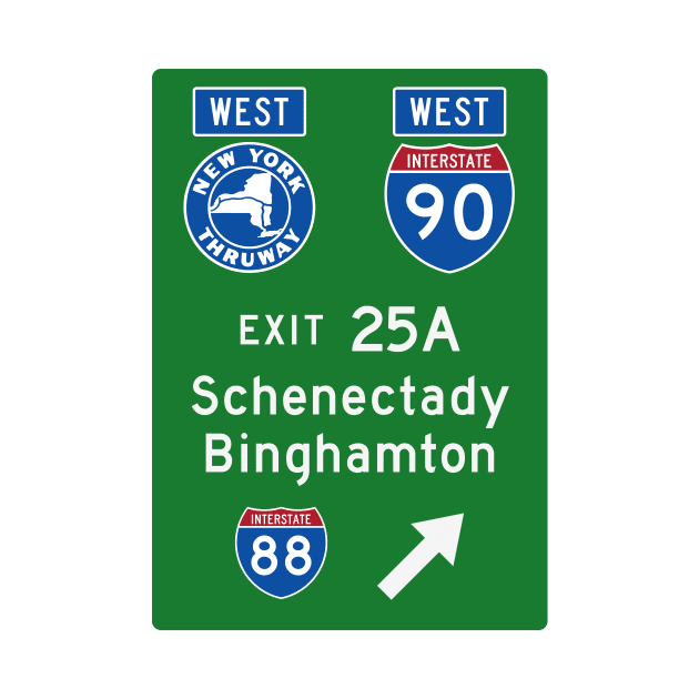 New York Thruway Westbound Exit 25A: Schenectady Binghamton I-88 by MotiviTees