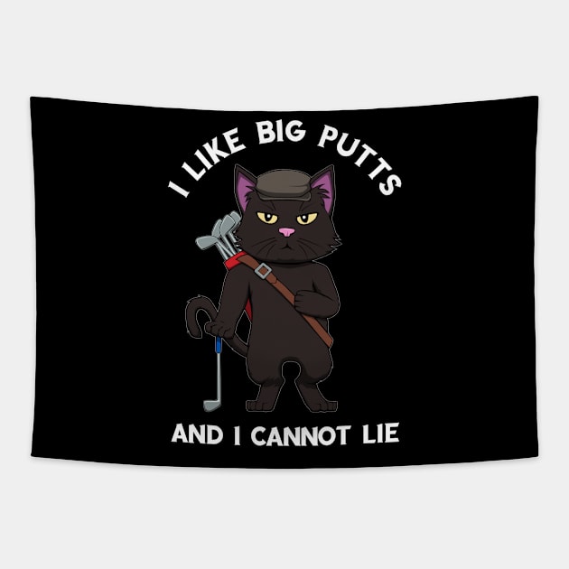 Golf Cat I like big putts and I cannot lie Golfing Tapestry by MGO Design