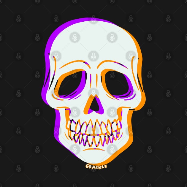 3D Glitch Skull (Orange and Purple Version) by Jan Grackle