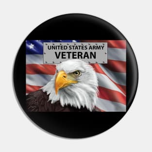 Patriotic United States Army Veteran American Eagle and Flag Art Pin