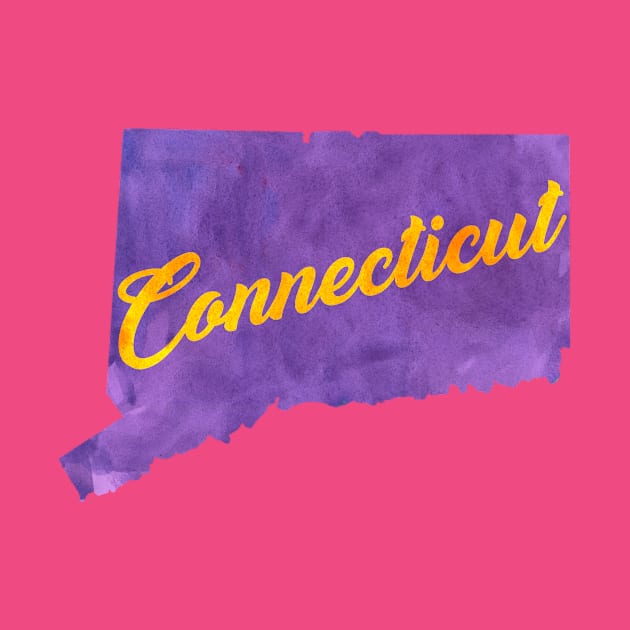 The State of Connecticut - Purple Watercolor by loudestkitten