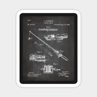 Fishing Rod Patent - Fishing Art - Black Chalkboard Magnet