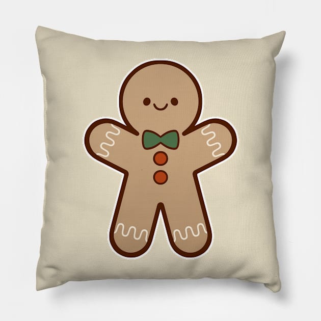 Cute Gingerbread Cookie | Holiday Pillow by KiiroiKat