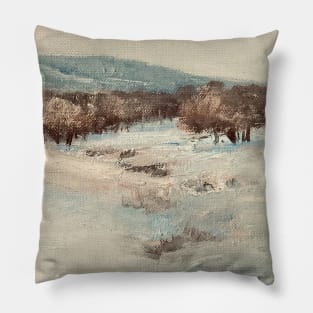 Snow Field Landscape Oil Painting Pillow