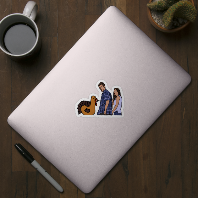 Christmas Thanksgivingmeme 2022 Distracted Boyfriend Thanksgiving Turkey And Distracted Boyfriend Meme - Thanksgiving - Sticker  | Teepublic