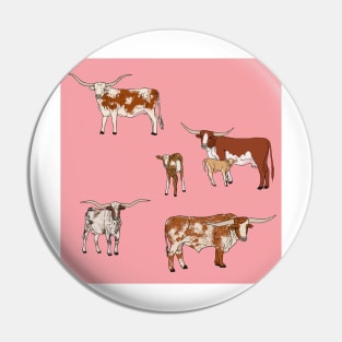 Texas Longhorn Pattern Pink Pin