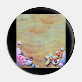 Summer Sand & Shells Expressionist Painting Pin