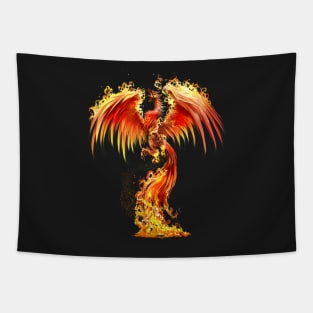 Fantasy Orange Fire Phoenix Rises From The Fiery Ashes Tapestry