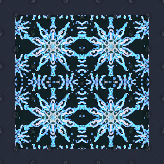 Snow Flakes Pattern Vibrant Blue and Black by craftydesigns