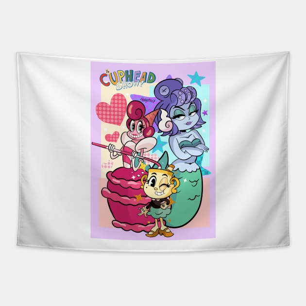 Cuphead girls Tapestry by Klaudiapasqui 96