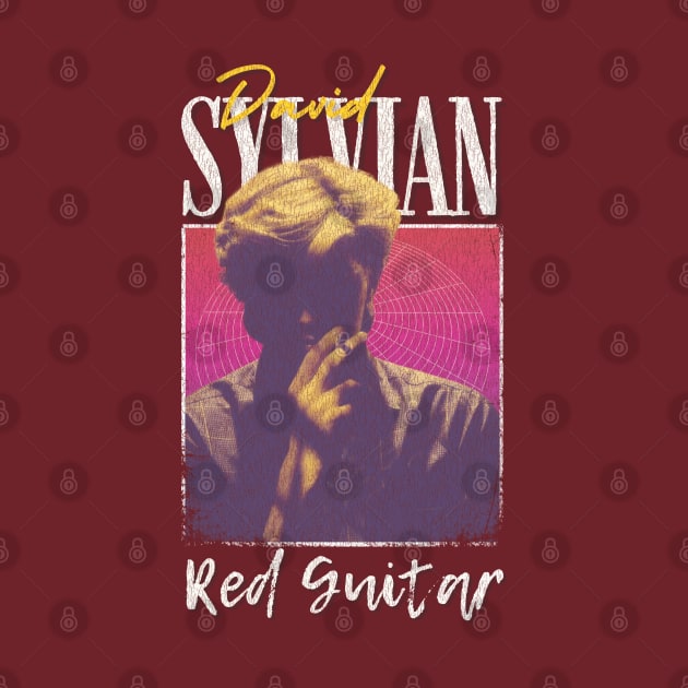 David Sylvian Vintage 1970 // Red Guitar Original Fan Design Artwork by A Design for Life