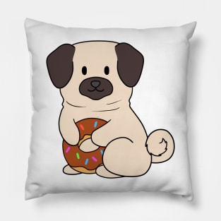 Chocolate Doughnut Pug Pillow