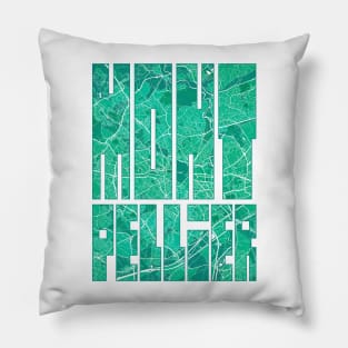 Montpellier, France City Map Typography - Watercolor Pillow