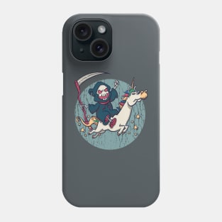 Cute Grim Reaper Riding A Unicorn Phone Case