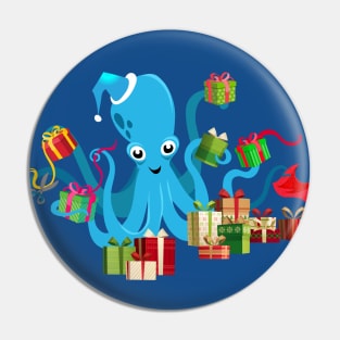 Octopus Wrapping Presents Pin