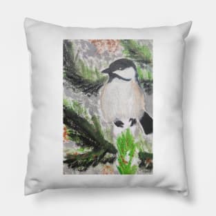 Black Capped Chickadee Pillow