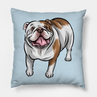 English Bulldog | Red and White Pillow