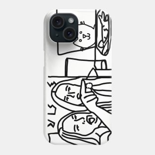 Woman Yelling at Cat Meme Humor Line Drawing Phone Case