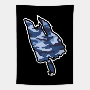 Thetis Island Silhouette in Blue Camouflage Pattern - Army Camo - Thetis Island Tapestry