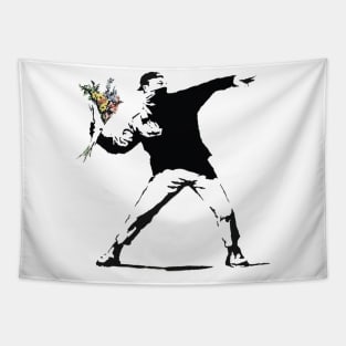 Banksy flower thrower Tapestry