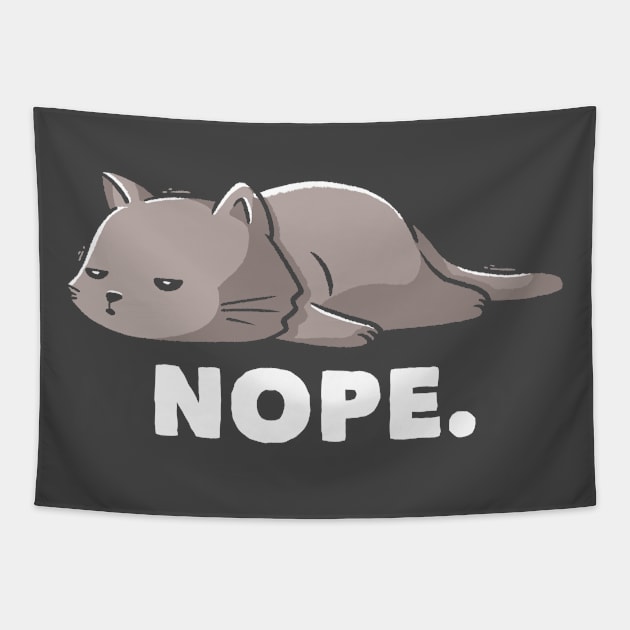 Nope Funny Cute Lazy Cat Gift Tapestry by eduely