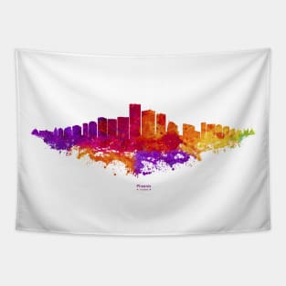 Phoenix City Skyline - Watercolor Red, orange, purple Tapestry