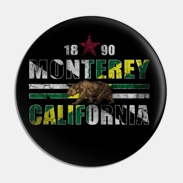 Retro 1890 Monterey California Flag Pin by E