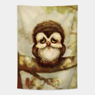 Sad baby owl Tapestry