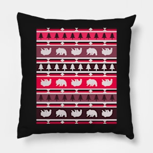 Winter bears and trees in pink Pillow