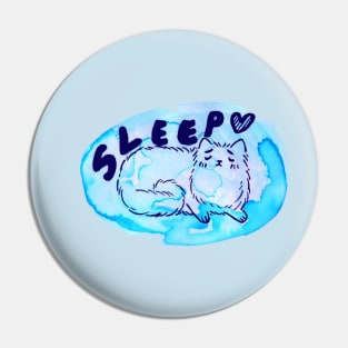 Sleepy Watercolor Kitty Pin