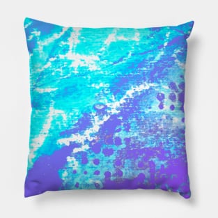 Blue Grunge Abstract Watercolor Paint Texture Pillow