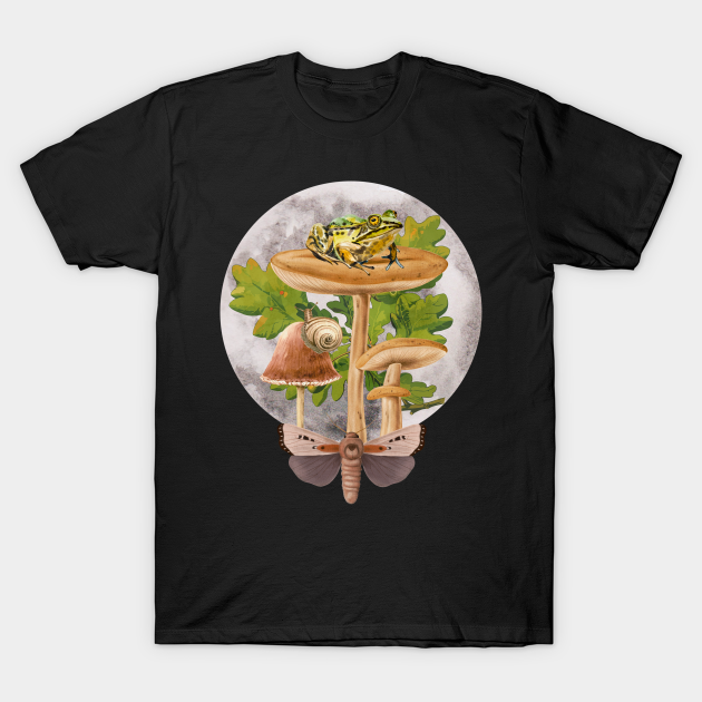 Goblincore Cottagecore Frog, Shroom and Moth Moon - Goblincore - T-Shirt