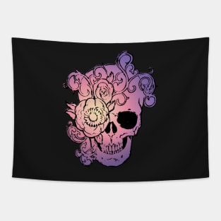 Filigree Skull With Flower Purple Fade Original Art T-Shirt Tapestry