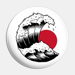 Japanese Flag waves Pin